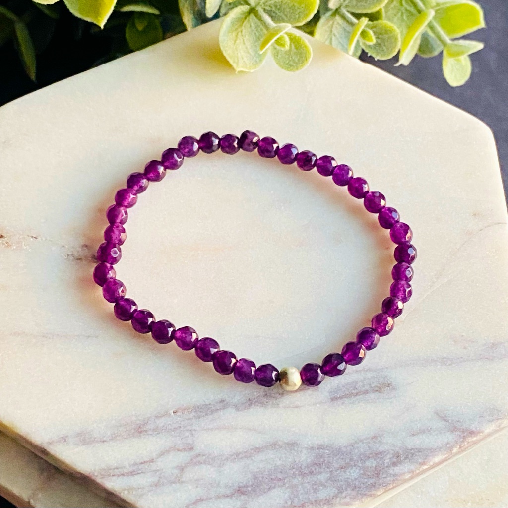 Amethyst Jade Beaded Stretchy Bracelet